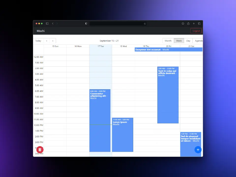 JS Calendar (Front-end) preview