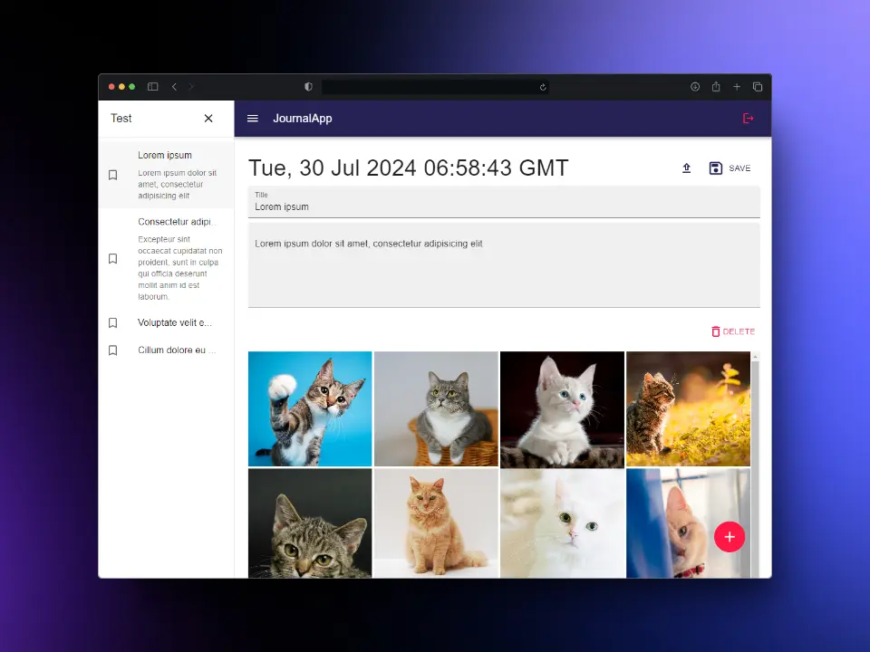 React Journal preview